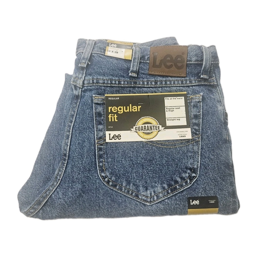 New Lee Regular Fit Straight Leg Jeans Men's Size Stonewash 34x29 Med Wash